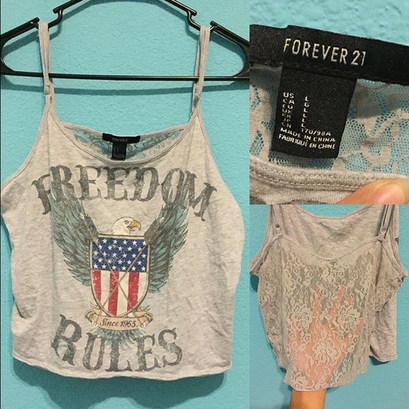 Freedom rules cami tank with lace back