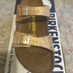 Birkenstocks narrow 38 stardust gold