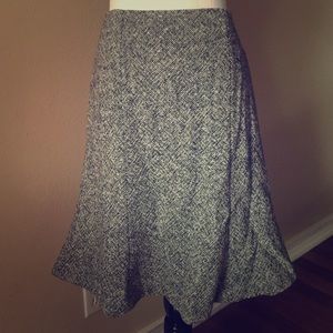 Black and white wool tulip skirt