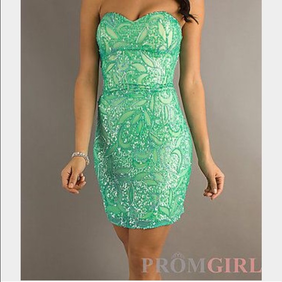 Promgirl Aqua strapless sequin dress