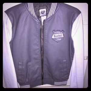 Grey and white leather jacket