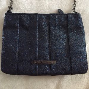 Blue and black glitter BCBG cross body bag