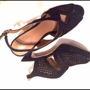 Black suede dressy sandals by Clarks