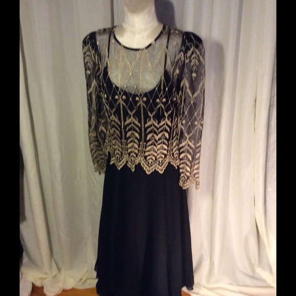 Cachet byBari Protas Dresses & Skirts - Vtg  black and gold evening dress