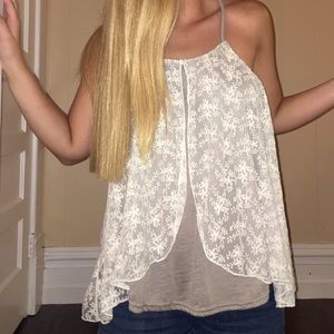 Brown and Lacey tank top