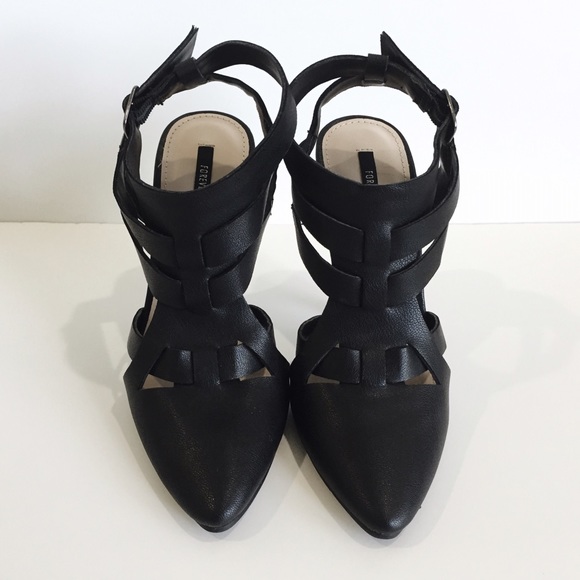 F21 Leather Strappy Heels