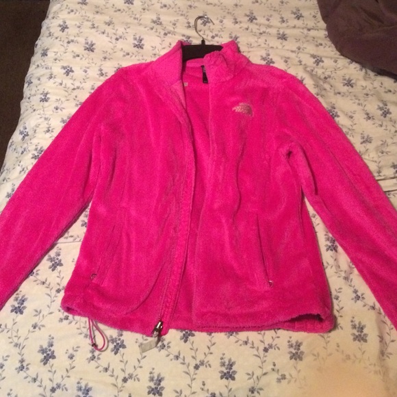 Fuzzy pink north face