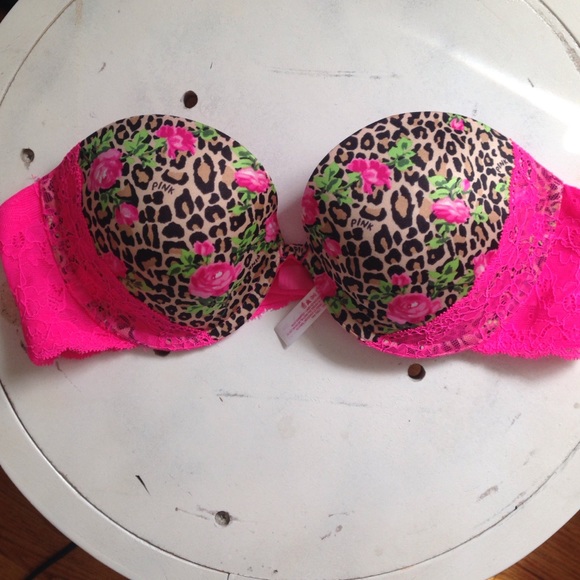 Victoria Secret Pink Cheetah Print Strapless Bra