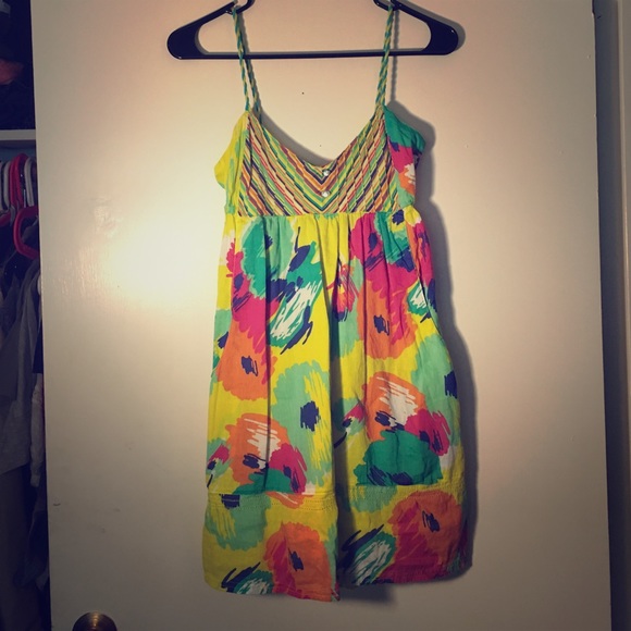 Floral hot colored dress