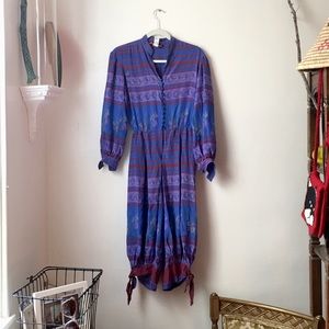 Vintage blue floral French silk romper