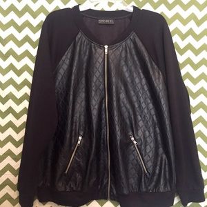 Faux Leather Bomber Jacket