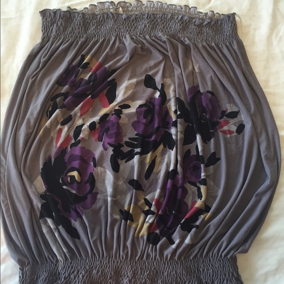 Size 2X: Grey Tube Top w/ floral design, EUC