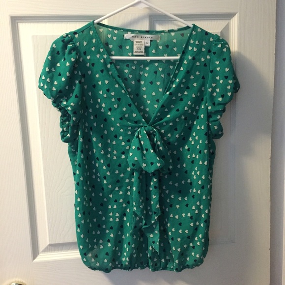 Max Studio Blouse, Adorable! Tie neck, Size L