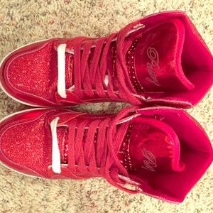 Red sparkly high tops