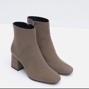 Zara Grey High Heel Pointed Ankle Boots