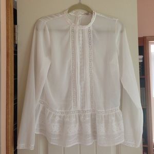 Woven Top Long Sleeve Ivory size S