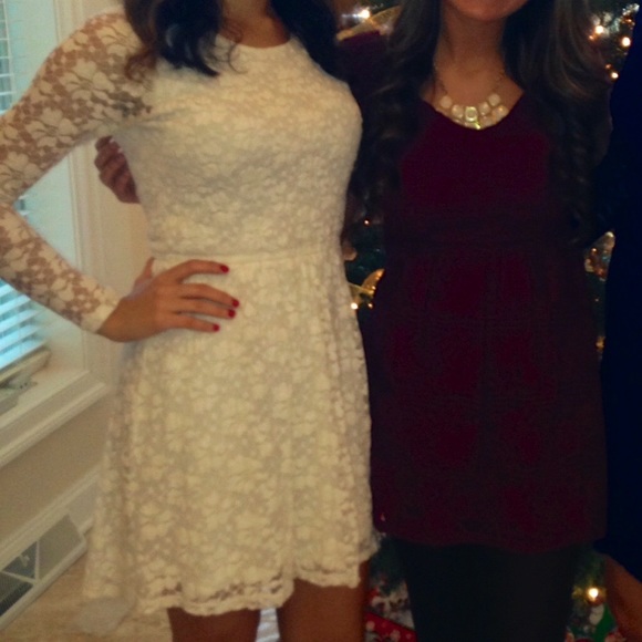 Long sleeve short topshop white dress