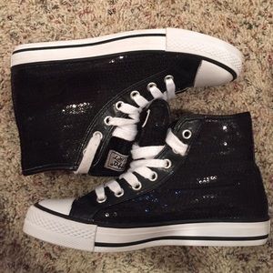 High top black sequence shoes