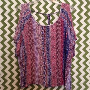 Cold Shoulder Pink Floral Top