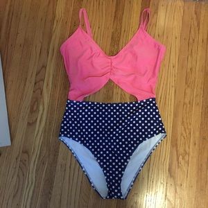 Wolf & Whistle Swimsuit Pink/polka dot US12 DD/E