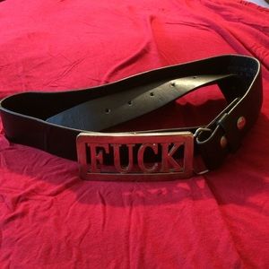 Leather belt with belt buckle