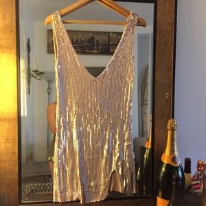 Free People blush sequin slip dress