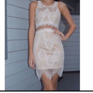Lulu's/Luxxel white lace mesh dress sz M