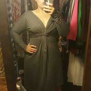 V-neck Gray Dress