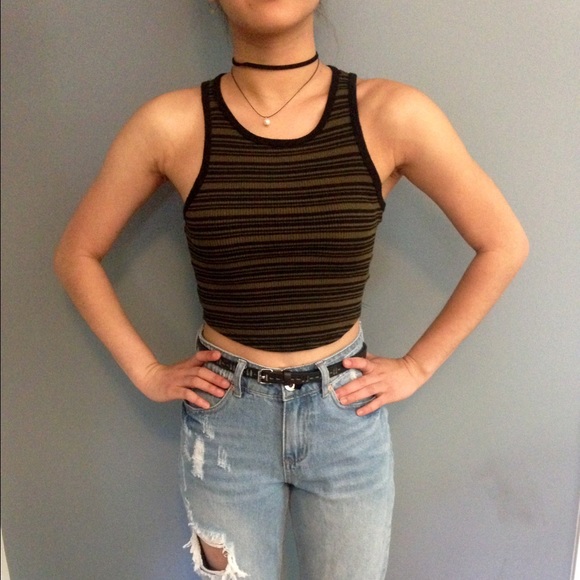 ASOS Tops - Cropped Ribbed Striped Tank