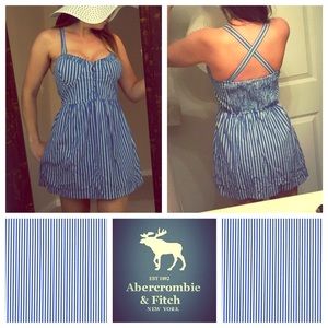 Abercrombie & Fitch Blue & White Pinstriped Dress