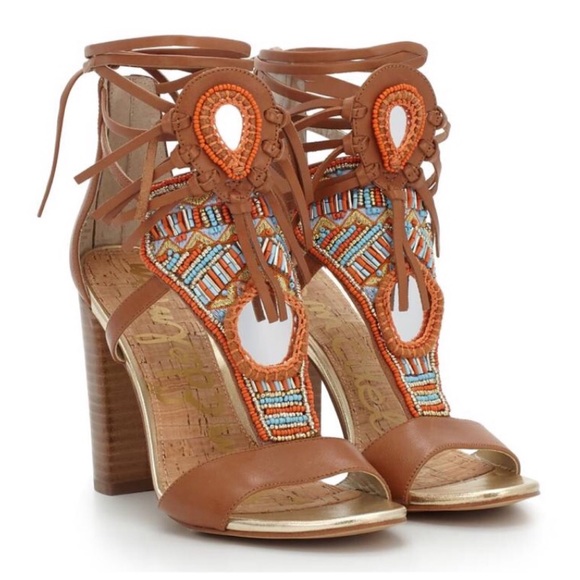 Sam Edelman "Yvette Beaded Block Heel Sandal" - Picture 2 of 4