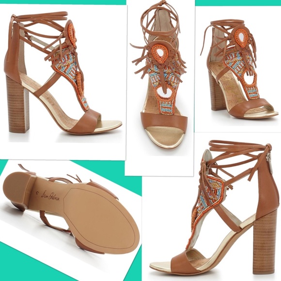 Sam Edelman "Yvette Beaded Block Heel Sandal" - Picture 3 of 4