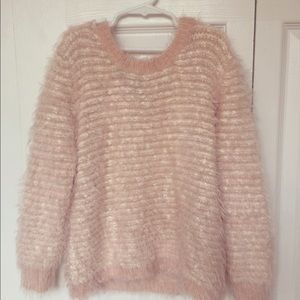 fuzzy light pink sweater