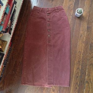 Vintage Extra maroon denim buttonup skirt