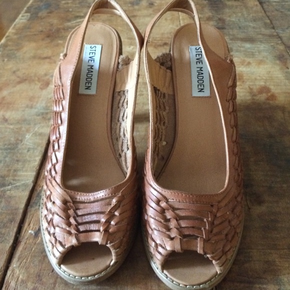 Steve Madden Woven Peep Toe Sling Back high heels