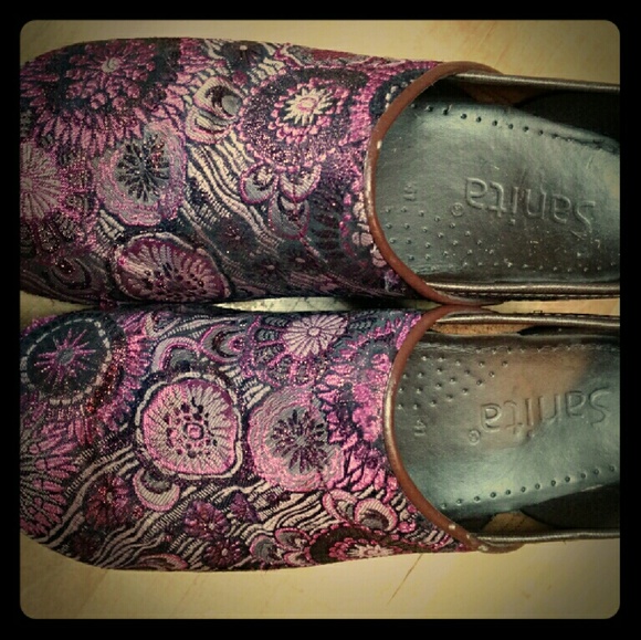 Purple Paisley Sanita Clogs