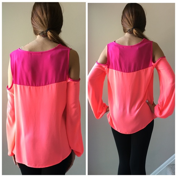 Coral Cold Shoulder Blouse - Picture 3 of 3