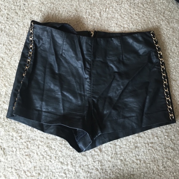 Forever 21 high wasted black leather shorts