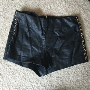 Forever 21 high wasted black leather shorts