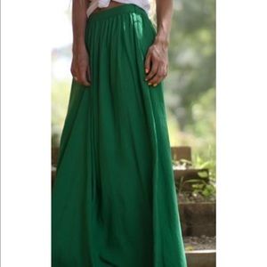 Emerald green chiffon maxi skirt