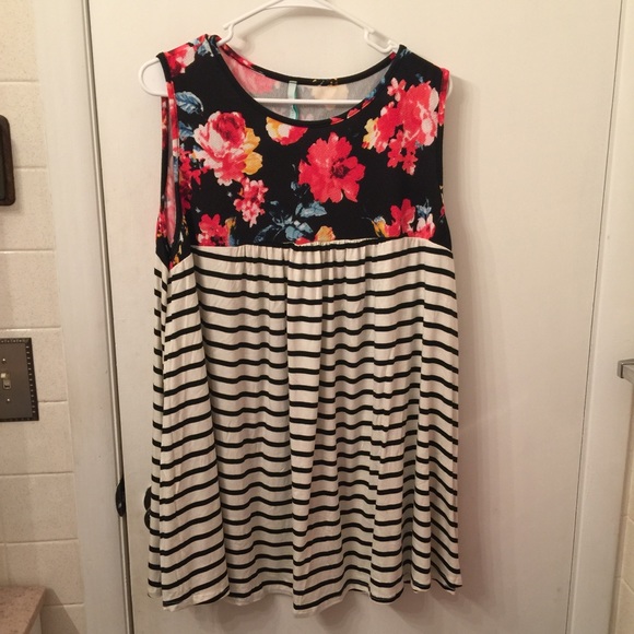 Floral and stripes plus tank