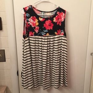 Floral and stripes plus tank