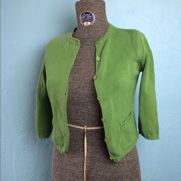 Sisley green crop cardigan. Size small