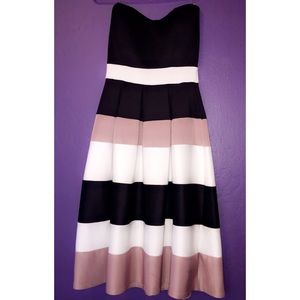 Strapless striped vintage dress.