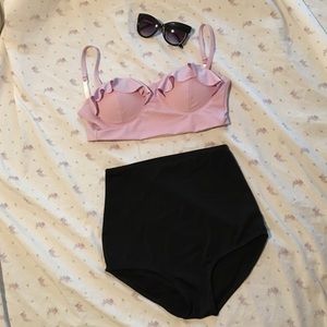 high waisted black swimsuit bottom