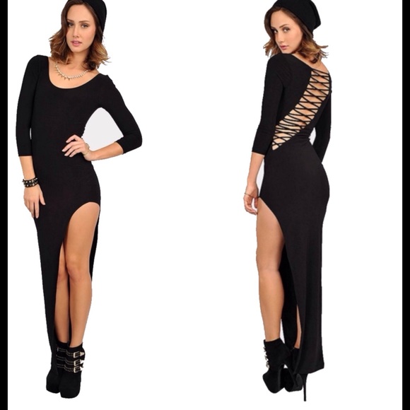 Cutout maxi dress, thigh slit
