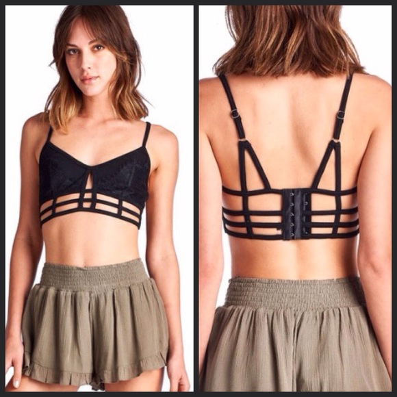 H/P!LAST ONE! Black Lace Cage Adjustable Bralette - Picture 2 of 4