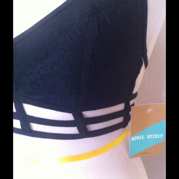 H/P!LAST ONE! Black Lace Cage Adjustable Bralette - Picture 3 of 4