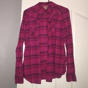 Pink Plaid Long Sleeve Shirt