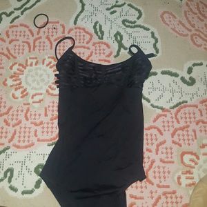 Black strappy dance leotard
